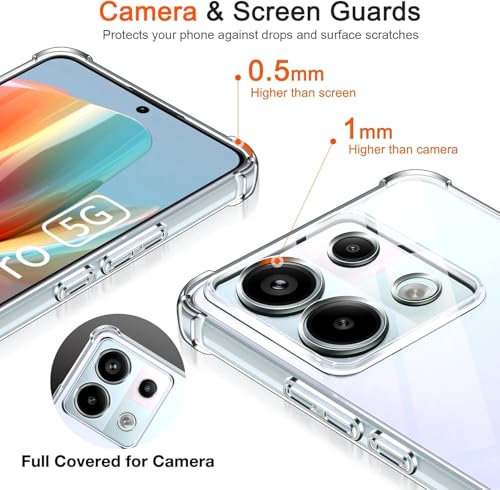 Image of Lustree Redmi Note 13 Pro 5G Back Cover Transparent Case | Clear TPU Shockproof Case with Four Corner Protection & Raised Camera Guard | Slim Protective Cover for Redmi Note 13 Pro