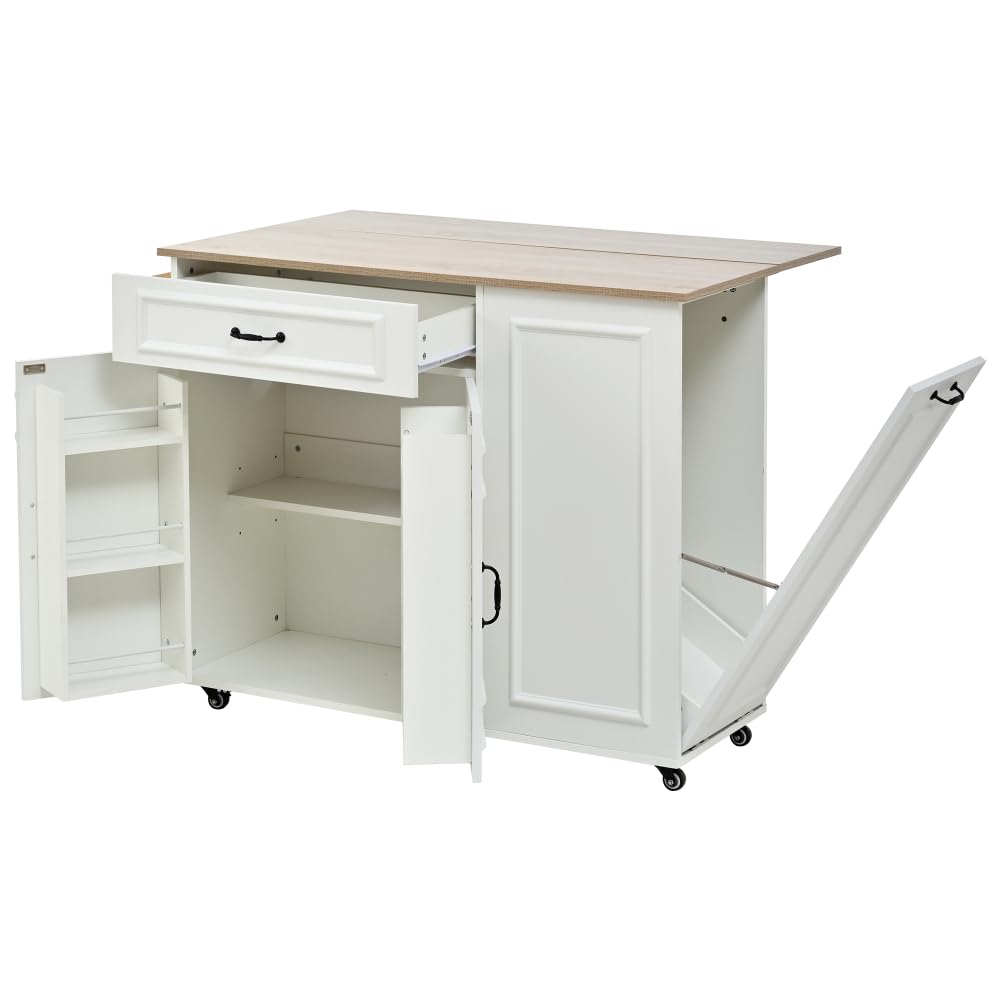Sapgaks Îlot de Cuisine, desserte de Cuisine avec Prise électrique, placards, desserte avec Plan de Travail, Buffet, Chariot de Service, Armoire de Buffet, Blanc