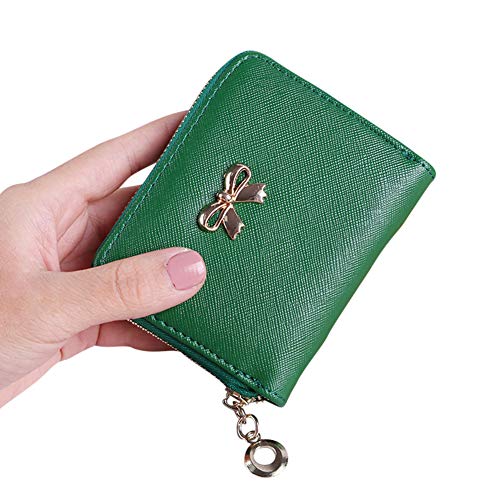 XUBA - Monedero para mujer, diseño de lazo con cremallera Verde Pasto Verde Talla única