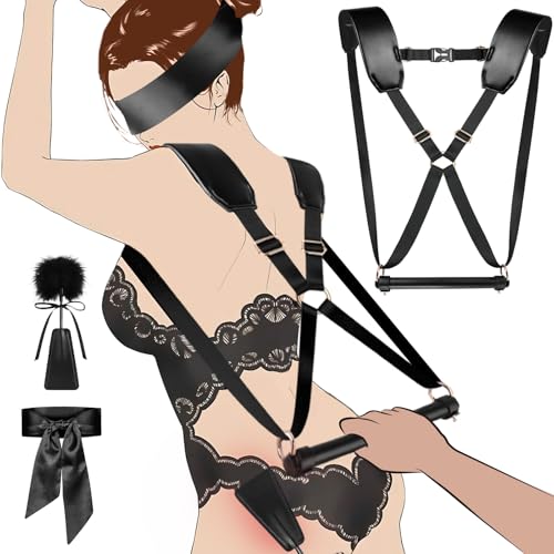 Image of Sex Bondage BDSM Kit Couples Sex Toys, TAJIAWEY Adjustable Lover's Doggy Style Strap Sex Harness Restraint Device, BDSM Restraints Set for SM Game Play Sex Things for Couples Kinky