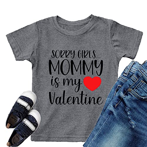 Image of VVNTY Valentines Shirts Toddler Boys Love Heart Graphic Tee Funny Letter Print Tops