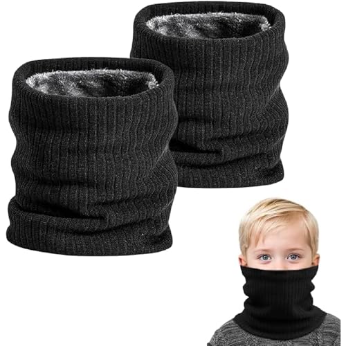 2 Stück Schwarz Loop Schal Kinder,Schlauchschal Kinder,Loopschal...