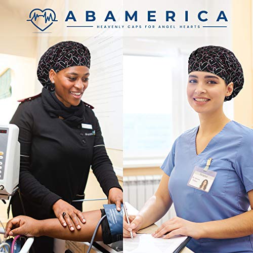 Image of ABAMERICA Bouffant Caps with Button and Sweatband, Adjustable Scrub Caps for Women Men, One Size Multi Color