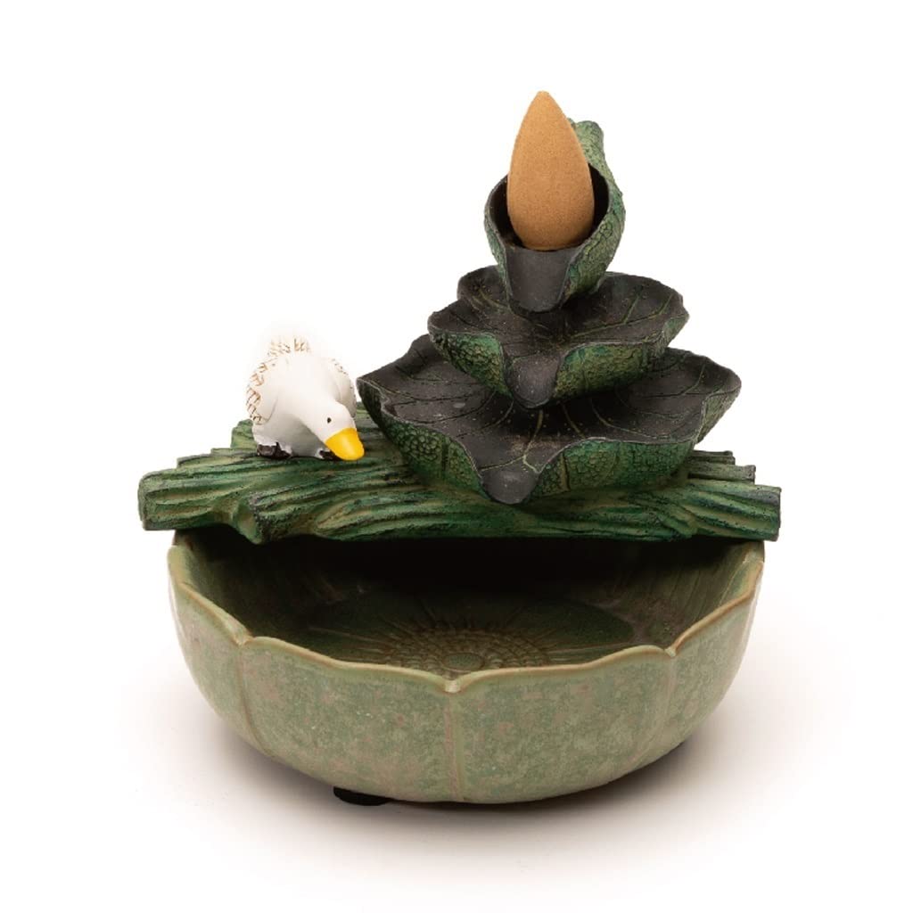 Porte-encens à reflux Lotus Vert anti-stress pour calmer l'esprit fatigué