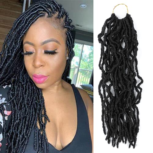 New Faux Locs Crochet Hair Soft Locs 28Strandspack Pre looped Nature Curly Wavy Crochet Braids Synthetic Hair Extensions Short Soft Locs Hair for Black Women African Roots(Black), 14 In