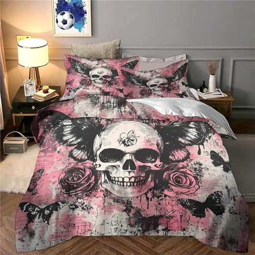 Housse de couette hypoallergique crâne 3D avec fermeture éclair