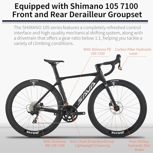 SAVADECK A7L Carbon Road Bike, T800 Carbon Fiber Frame 700C