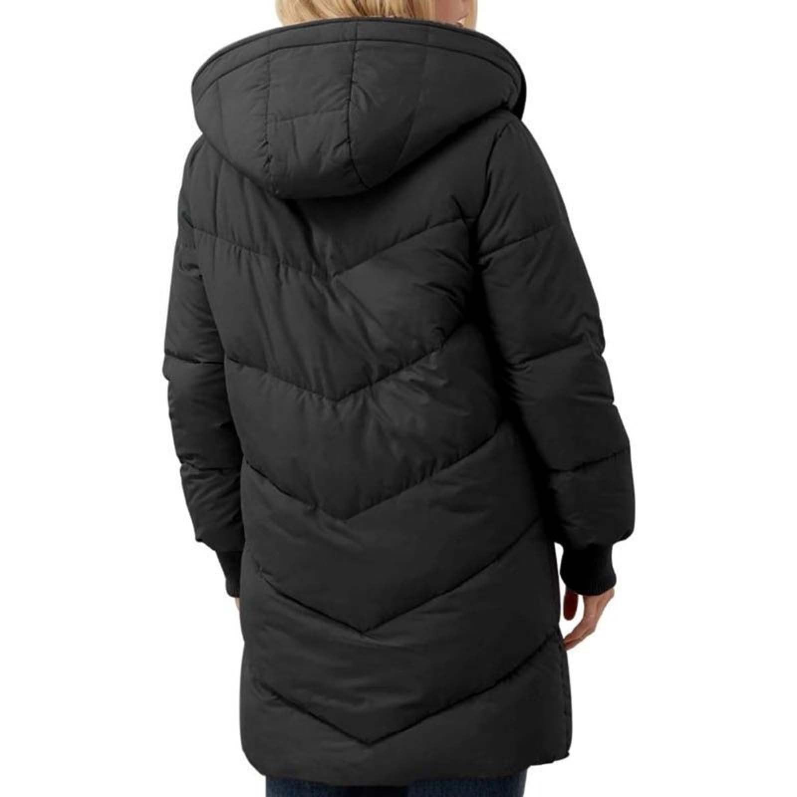 Winterjacke Damen Lang Warm Gefüttert Parka Fleecejacke Outdoor Kapuzenjacke Reißverschluss