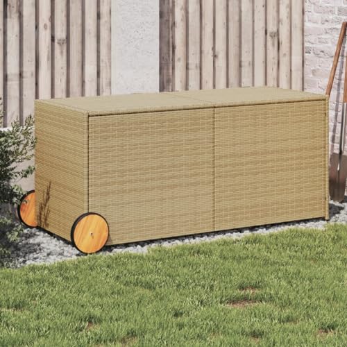 Xichuzi Caja de almacenaje jardín con Ruedas ratán PE Beige Mezcla 283L, Baul Almacenaje Exterior, Baúl Exterior, Baul para Exterior, Arcon Jardin, Baul Jardin Exterior - 365319