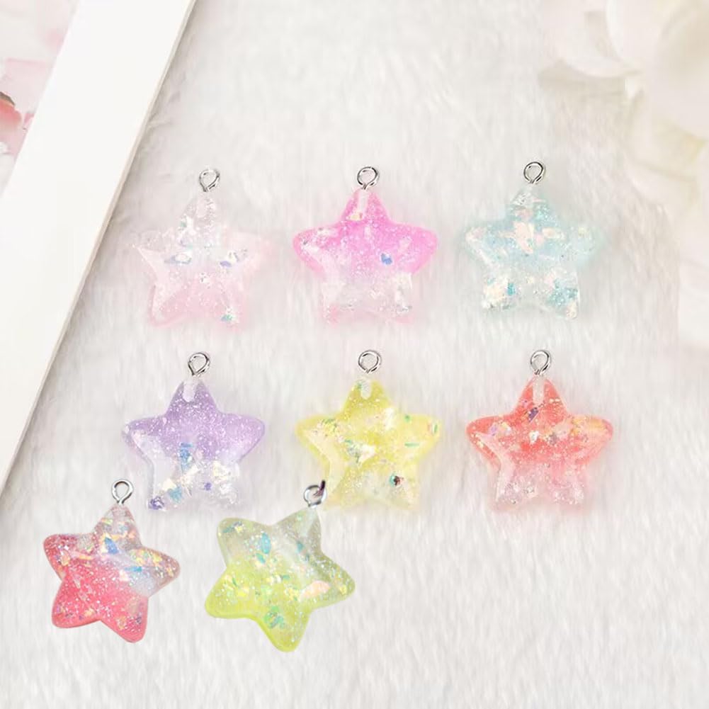 Mixed Color Resin Glitter Star Charms 30 Pcs Cool Paillette Sequin Pentagram Dangle Pendants for DIY Earrings Necklace Bracelet Jewelry Making Accessory - Image 5