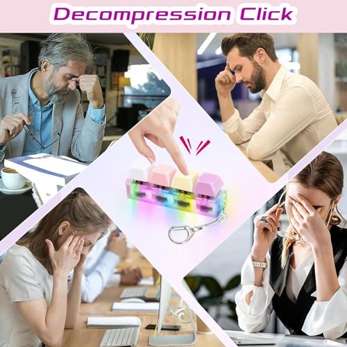 Image of Keyboard Fidget Toys Adults Fidget Keyboard Clicker with LED Light Keychain Sensory Toys for Anxiety Stress Relief (Macaron1, 4 in 1)