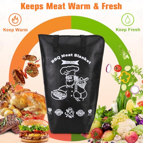 Image of BBQ Blanket for Resting Meat - 5-Layer Insulated Brisket Blanket & Meat Resting Bag, Keeps Brisket, Turkey, Pork Shoulder & Ribs Juicy, Smoker Grill Accessories & BBQ Gifts for Men, Dads -- Black