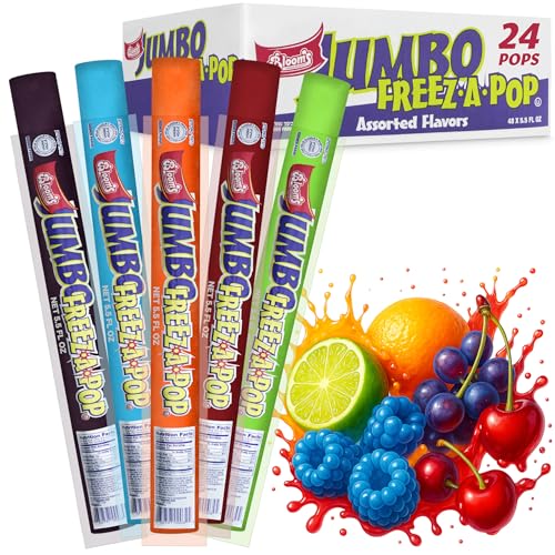 Giant Freeze Pops, 24 Count Popsicles Bulk 5.5OZ each, Refreshing Giant Popsicles for Hot Weather, BBQs, Birthday Events and Family Gatherings, Ready to Freeze Frozen Dessert Fun for All Ages