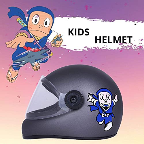 Image of Sage Square Adjustable Cartoon Design Full Face Helmet for Kids Baby Safety and Comfort. (3-12 Yrs) (Grey Matte)