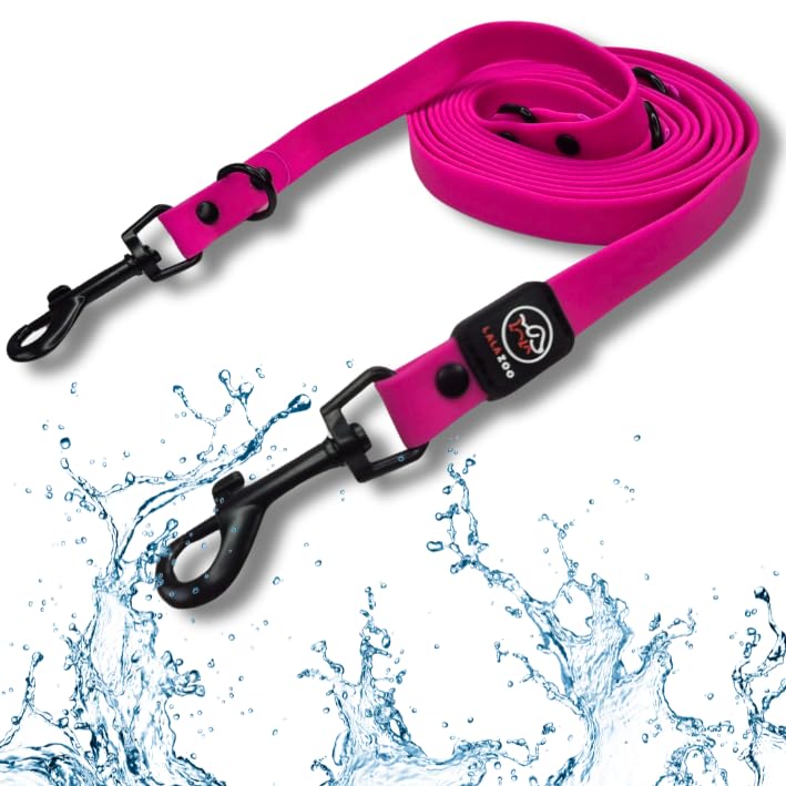 RUBBY Hundeleine PVC 10m – wasserdichte Verstellbare Trainingsleine & Führleine mit 2 Karabinern – Antibakteriell, Reißfest & Robust – Für Kleine, Mittlere & Große Hunde – Fuchsia
