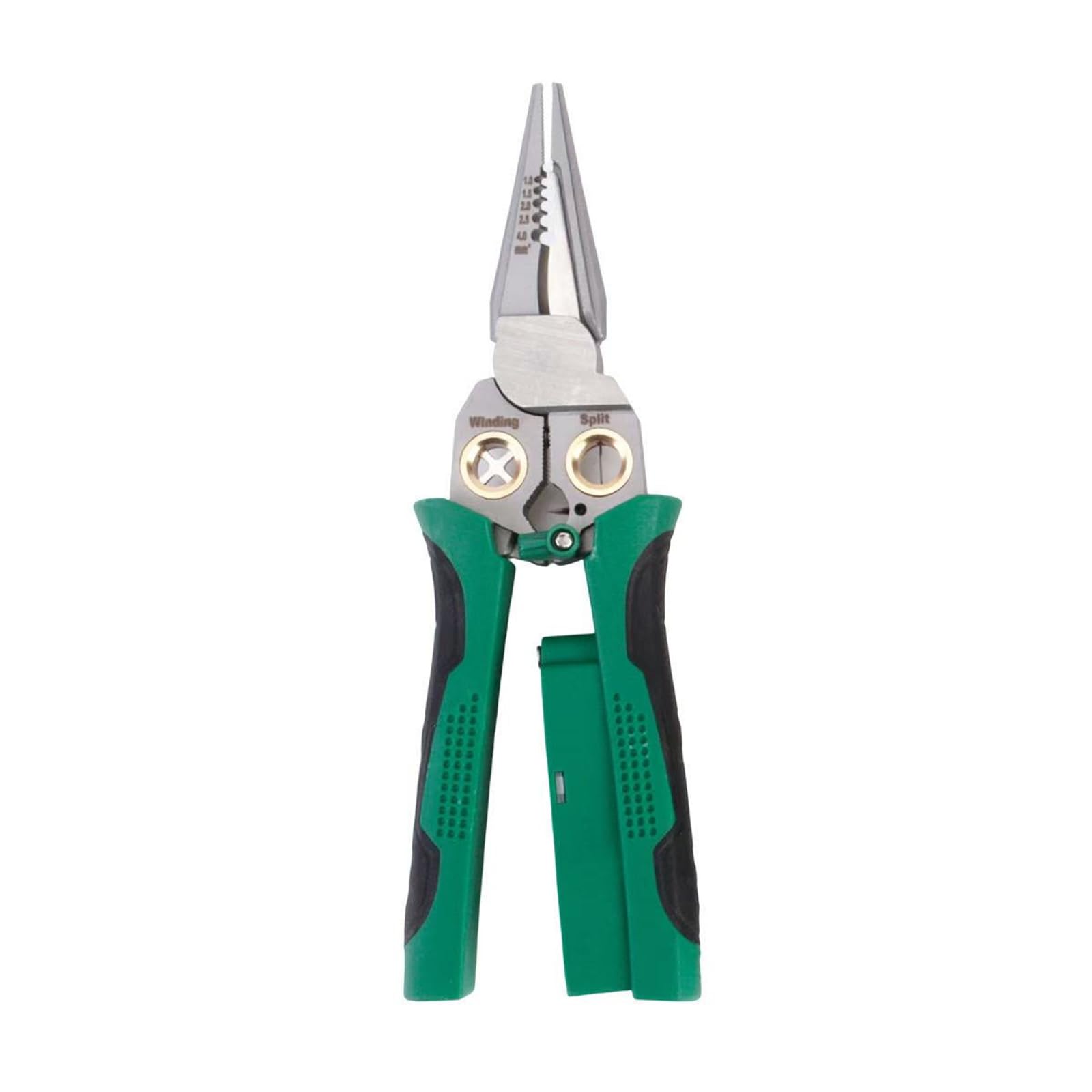 Pelacables 8 en 1 con probador de tensión, pinza eléctrica profesional multifuncional con cortacables y engarzado, herramientas de separación, pelado de cables (Verde)