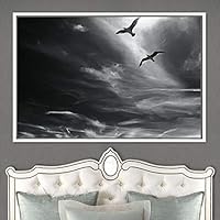 Framed Canvas Wall Art Birds Soaring in Sky Canvas Prints Home Artwork Decoration for Living Room,Bedroom - 16x24 inches