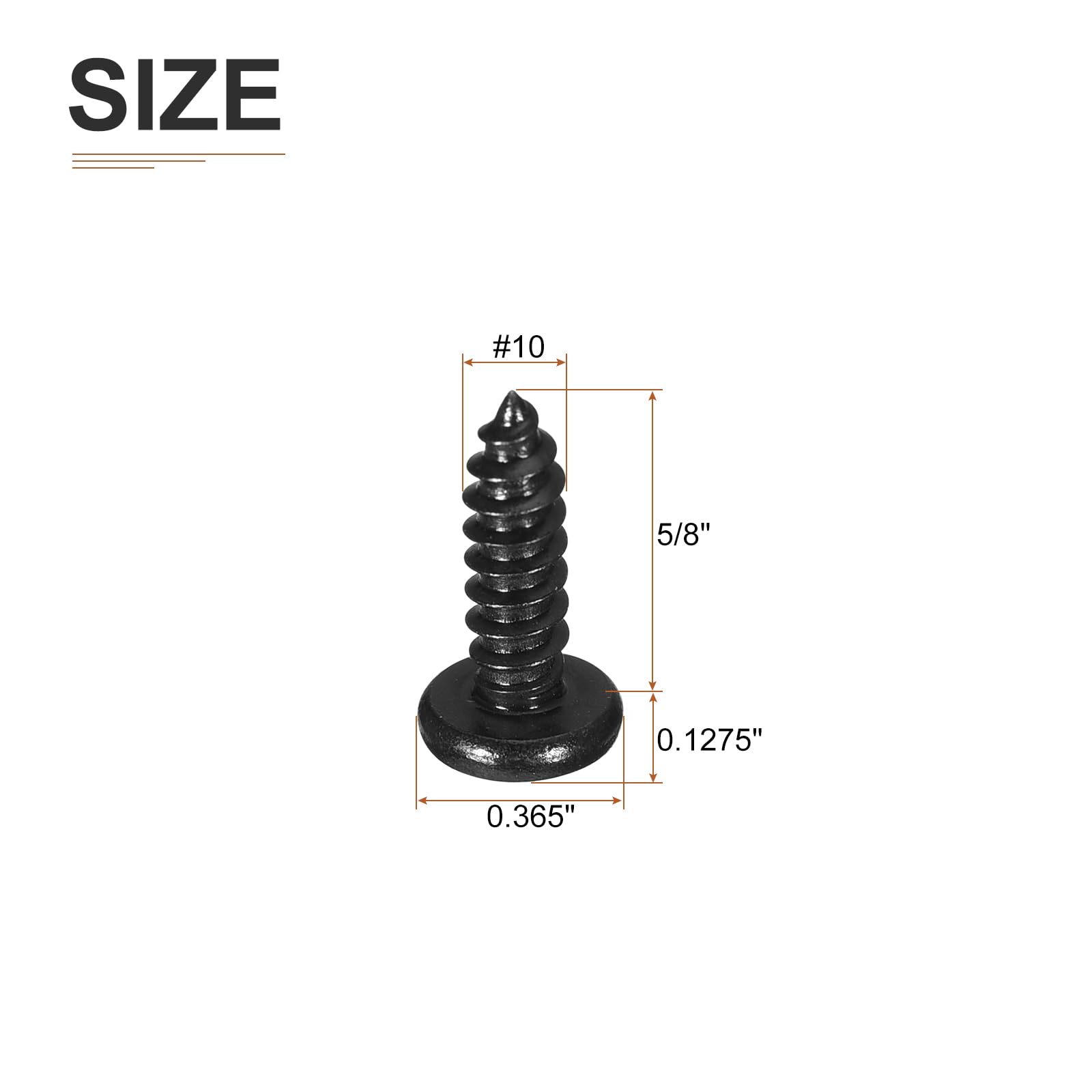 DTGN #10x5/8" Black Screws - 50Pack - 304 Stainless Steel Pan Head Phillips Screw - Image 2