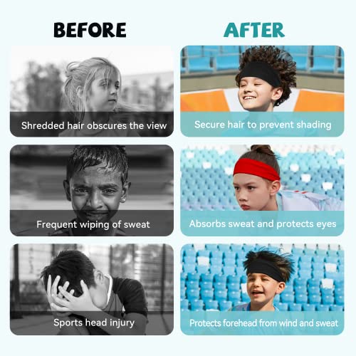 Chezmax Kids Breathable Sweat-Wicking Sports Headbands, 6-Pack For Boys' Soccer thumb #5