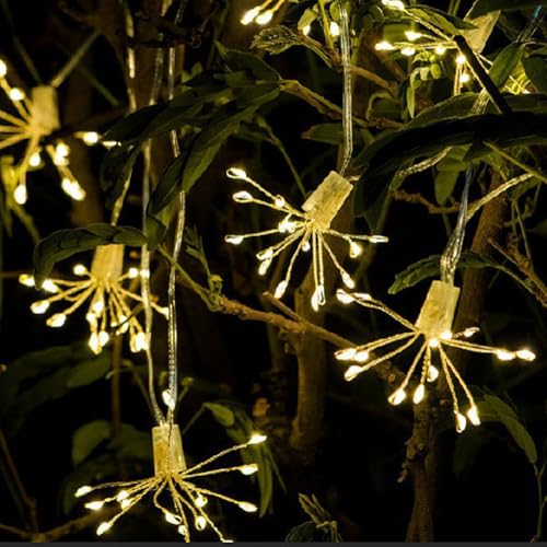 Koboko Feuerwerk Lichterkette 1 5M 100 LED Lichterkette Pusteblume Feuerwerk Lichter Warmweiß Lichterketten Batteriebetrieben Dekorative Lichter für Garten Weihnachten Hochzeit Party Dekoration