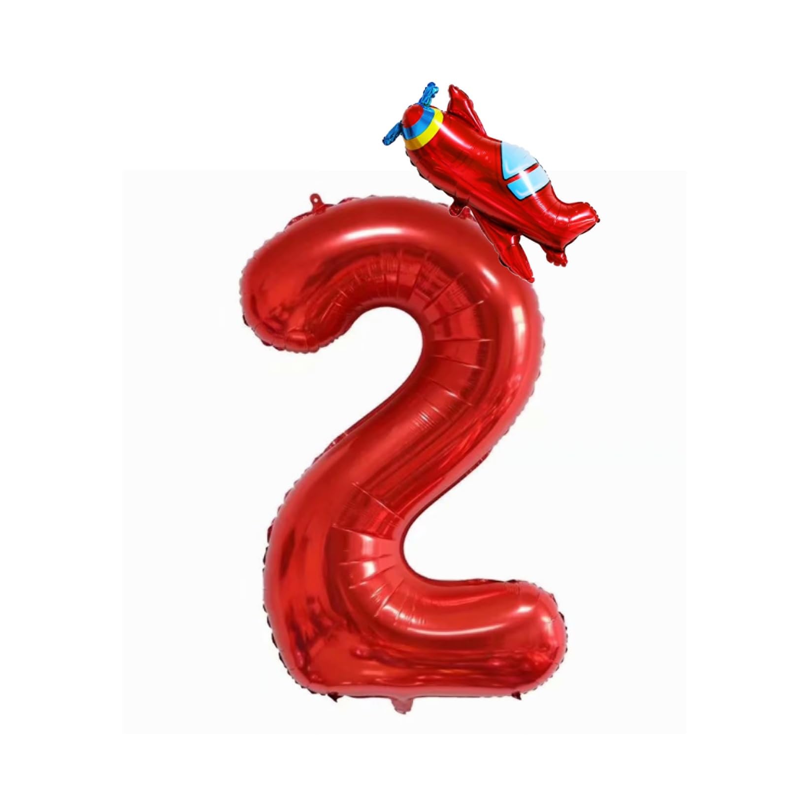 Airplane 2nd Birthday Party Decorations Balloons，40inch Red Number Balloons 2，2nd Birthday Decorations for Boys Airplane Birthday Party Supplies (Red