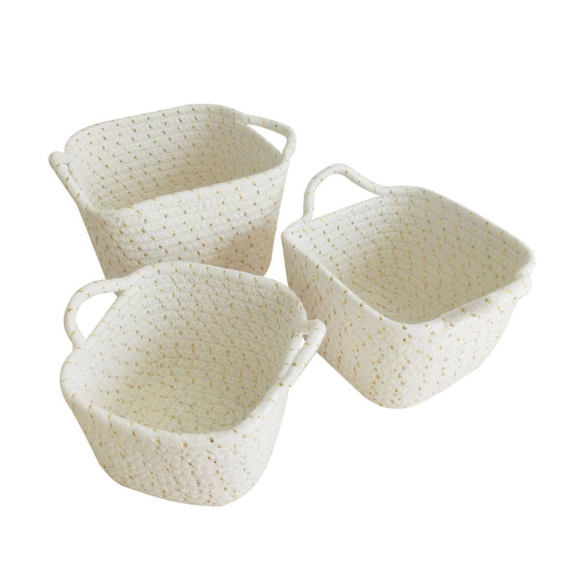 Panier de rangement FRCOLOR en corde tressée solide blanche pour placard