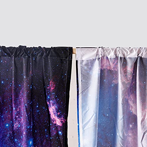 Anhope Galaxy Curtains Rod Pocket Kids Space Theme Purple Pink Blue Nebula Universe Outer Space Starry Stars Print Pattern Window Drapes For Boys Girls Teen Bedroom Playroom W28 X L48 Inch 2 Panels #TOP4