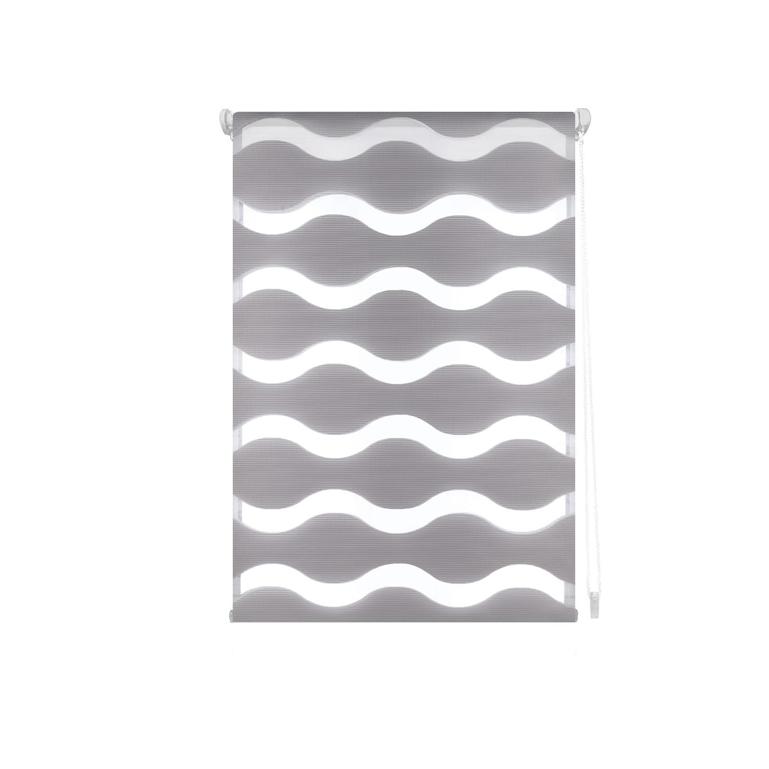 Decorblind | Night and Day Double Layer Roller Blind, No Tools and No Drilling, Blind Size: 37 x 150 cm Width x Length/Fabric Dimensions: 34 x 145 cm – Silver Blind, Blinds for Windows