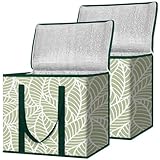 BALEINE 2Pk Insulated Reusable Grocery Bags, Collapsible Cooler Bag for Groceries, Heavy Duty Large Insulated Bag (16''x9''x13'', Antique Foliage)