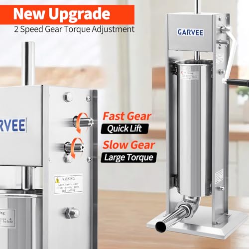 Image of Sausage Stuffer 2 Speed Stainless Steel Vertical Sausage Maker Commercial Spanish Churro Maker with 4 Nozzles for Business or Home Use 7L