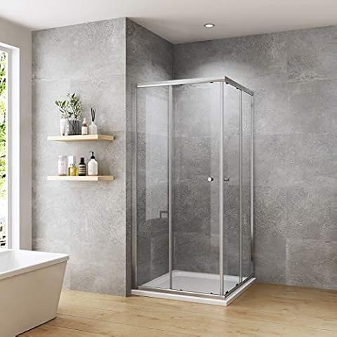 Heilmetz Duschkabine 90x90x185cm Doppel Schiebetür Duschtür Eckeinstieg Duschabtrennung 5mm ESG klares Sicherheitsglas Cover
