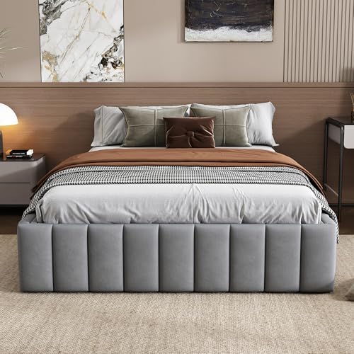 Moimhear Polsterbett 140 x 200 cm Bettgestell Einzelbett Doppelbett Designbett mit Lattenrost (Ohne Matratze) Bettrahmen, Kein Kopfteil,...