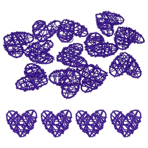 M METERXITY 12-Pack Heart Shaped Wicker Rattan Balls 60mm/2.4 Inch Decorative Rattan Balls Orbs Vase Fillers Bowl Fillers for Christmas/Weddings/DIY Crafts/Home Decor [Dark Purple]