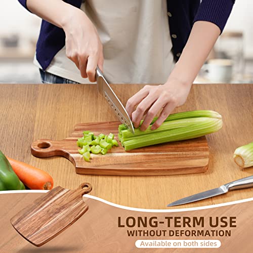 Acacia Wood Cutting Board with Handle for Kitchen - AMPSEVEN Wooden Charcuterie Board for Bread, Meat, Fruits, Cheese,Vegetables and Decorative Wooden Serving Chopping Board - Image 5