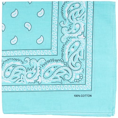 Raylarnia Bandana Multi-Purpose 100% Cotton Headbands for Women 22 inch Paisley Cowboy Bandanas for Men (Mint)