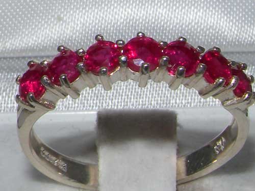 925 Sterling Silver Real Genuine Ruby Womens Eternity Ring2
