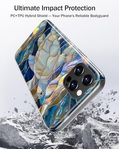 Image of Goodon for iPhone 12 Pro Case /iPhone 12 Case Cute - Wireless Charging Compatible - Dual-Layer Hard Shell + Silicone Cover - Protective Phone Case, Trendy Designs for Women - Abstract Sea Turtle