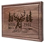 Personalized Cutting Board, Custom Wedding, Anniversary or Housewarming Gift Idea, Wood Engraved Charcuterie, for Couples and Friends, Wild Deer Design 109