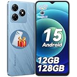 Blackview Handy Ohne vertrag Android 15, 12GB+128GB/2TB TF, 90Hz 6.56", 5000mAh Smartphone ohne vertrag Günstig, Octa Core, 13MP+8MP, Dual SIM/Fingerabdruck/GPS/OTG/Handytasche/Härtungsfolie