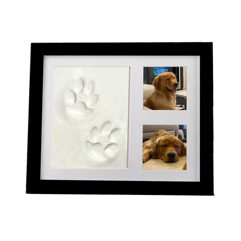 BABIES BLOOM Perfect Keepsake Picture Frame For Pet Lovers | Pet Paw Print Impression Kit (Black Frame, White Clay)