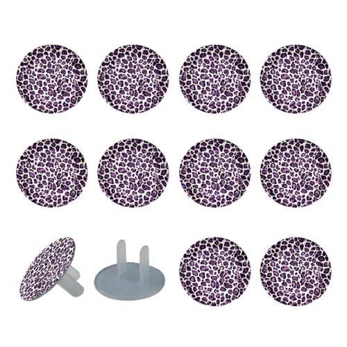 24 Piece Purple Leopard Baby Child Proofing Outlet Covers Safety Socket Protection Caps for Electrical Power Wall Plates