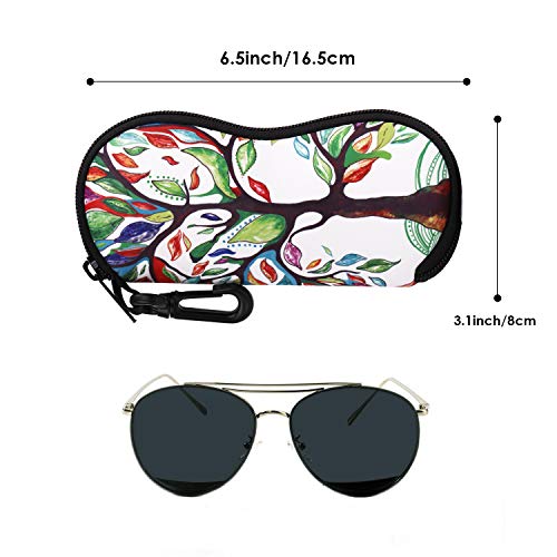 Moko Sunglasses Soft Case Ultra Light Neoprene Zipper Eyeglass Case With Clip, Lucky Tree #TOP4