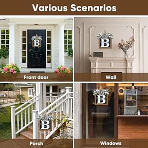 Ultra Large 14'' Last Name All Year Round Front Door Wreath with 26 Initial Letter Welcome Sign All Seasons Eucalyptus Garland and Bow Wreaths for Front Door Porch Farmhouse Decoration (B) Ultra Large 14 Last Name All Year Round Front Door Wreath with 26 Initial Letter Welcome Sign All Seasons Eucalyptus Garland and Bow Wreaths for Front Door Porch Farmhouse Decoration B