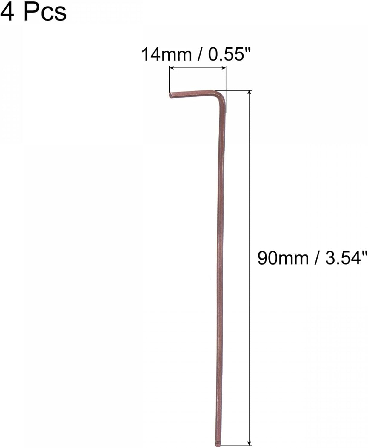 uxcell 1.5mm Ball End Hex Key Wrench, L Shaped Long Arm S2 Steel Repairing Tool, Metric 4 Pcs