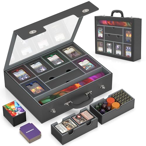 Image of Kabinka MTG Commander Deck Box, Modular 9-in-1 TCG Card Storage Box with Dice Tray & Sideboard Box, 6-Deck Capacity Card Case, Includes 6 Magnetic Card Holders /100CT Card Sleeves /Playmat, Multicolour