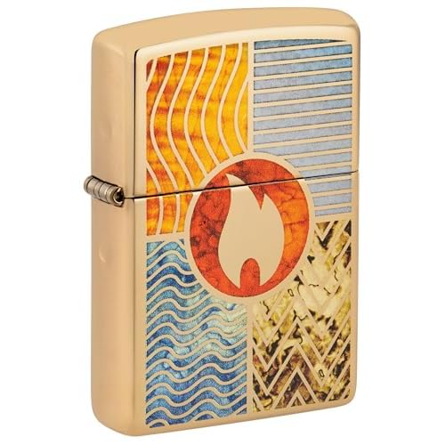 Zippo Elements of Earth Design High Polish Brass Pocket Lighter