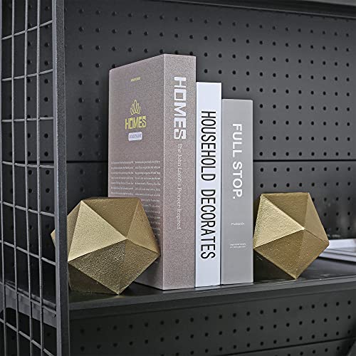Ambipolar Geometric Decorative Ball Shaped Bookends, Modern Cast Iron Gold Bookends for Office Desk, Book Shelf, Room Decor, Home Office, Book Stand or Organizer, Set of 2 Ambipolar Geometric Decorative Ball Shaped Bookends, Modern Cast Iron Gold Bookends for Office Desk, Book Shelf, Room Decor, Home Office, Book Stand or Organizer, Set of 2