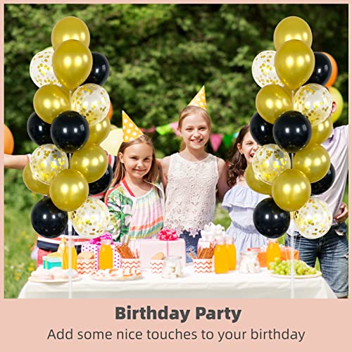 Balloon Column Kit Set of 2 With Confetti Balloons Included - with Base, and Pole,Balloon Tower Backdrop Decoration for Wedding, Baby Shower, Birthday Party, or Bachelorette Parties (Black Gold) - Image 7