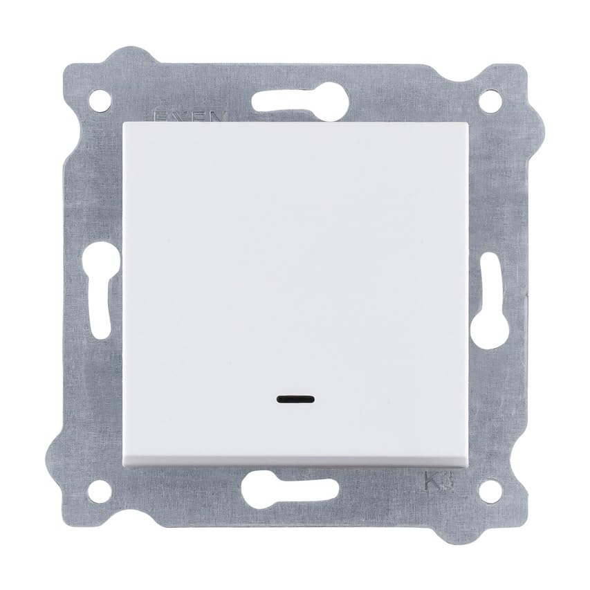 EXEN - Lichtschalter Unterputz 1-fach mit LED Kontrollleuchte - Einzelschalter Weiß - All-in-One Kompatibel mit Serien KARELL/ODAK/COMFORT von Marke EXEN - 201/01E