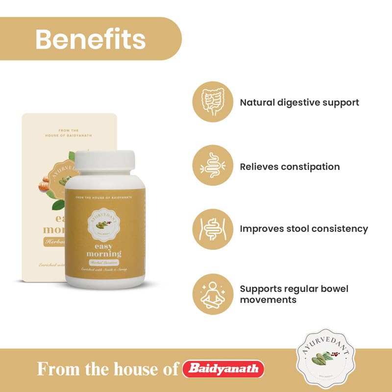 Ayurvedant Easy Morning Tab For Helpful in Constipation, Improve Digestion & Healthy Bowel Movement (60 Tablets) 1